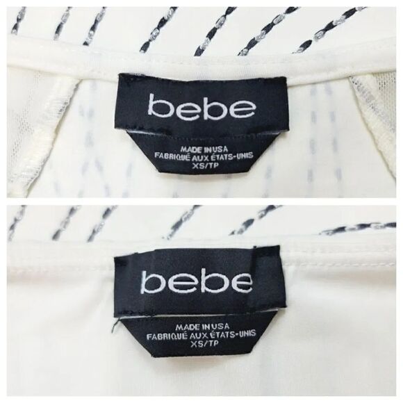 NEW Bebe 2 PC Mesh Glitter Strech Bodycon Top and Skirt in Off White/Ivory XS - Picture 9 of 13